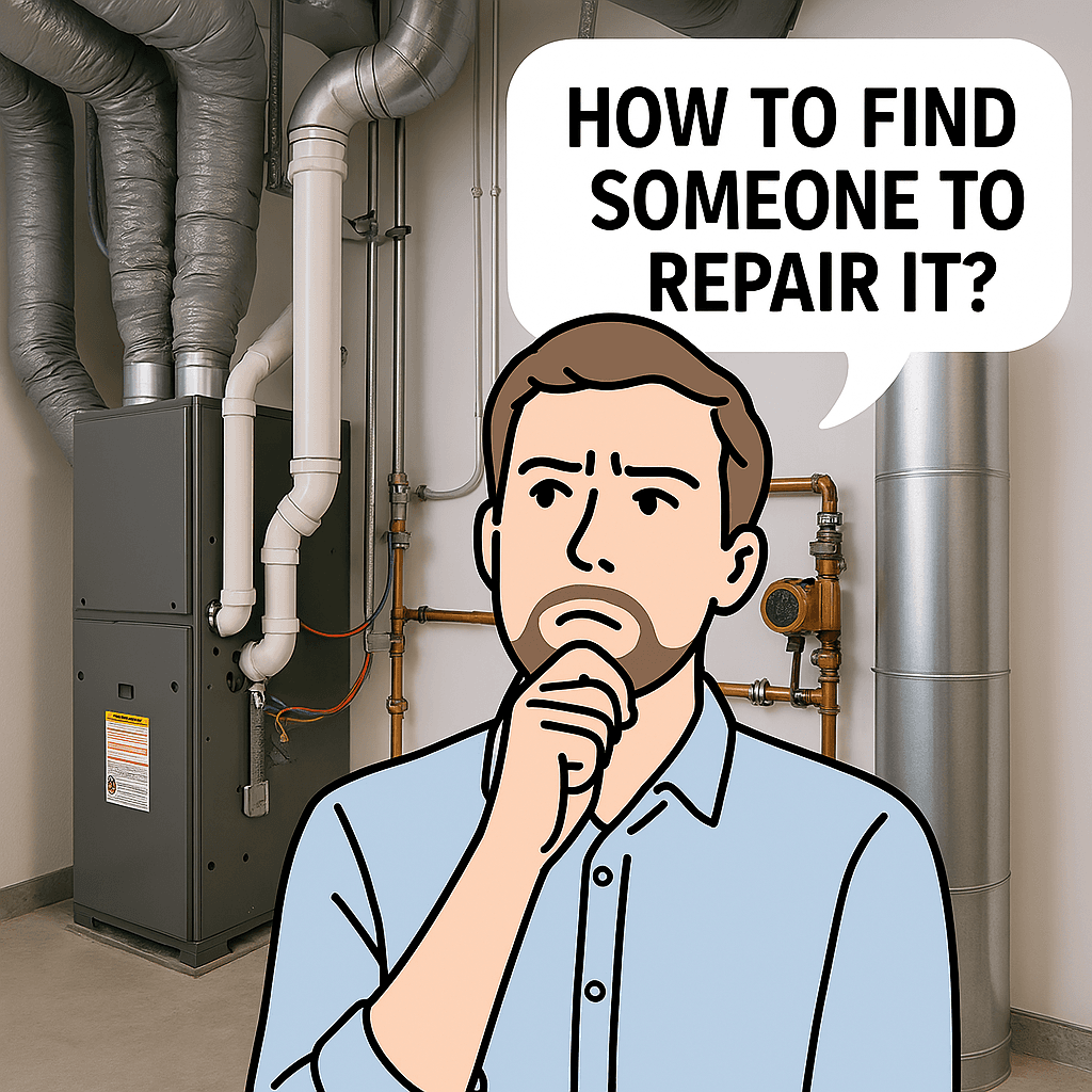 Certified HVAC contractor inspecting heating system in Colorado home.
