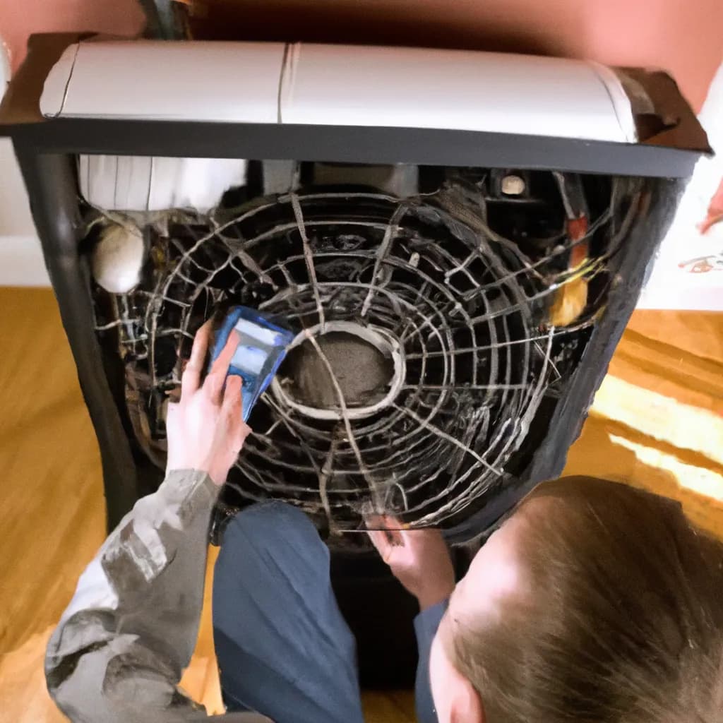 Technician performing HVAC maintenance on Colorado home system