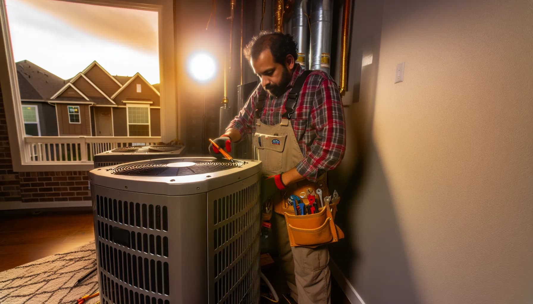 Technician adjusting HVAC system in a Colorado home