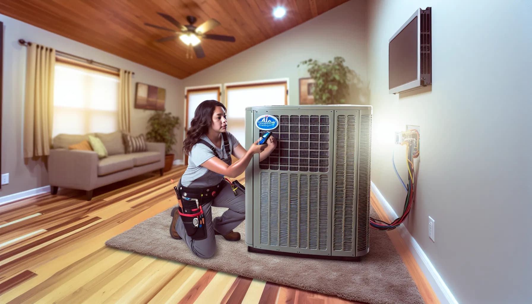 Ductless mini split HVAC unit installed in Colorado home living room
