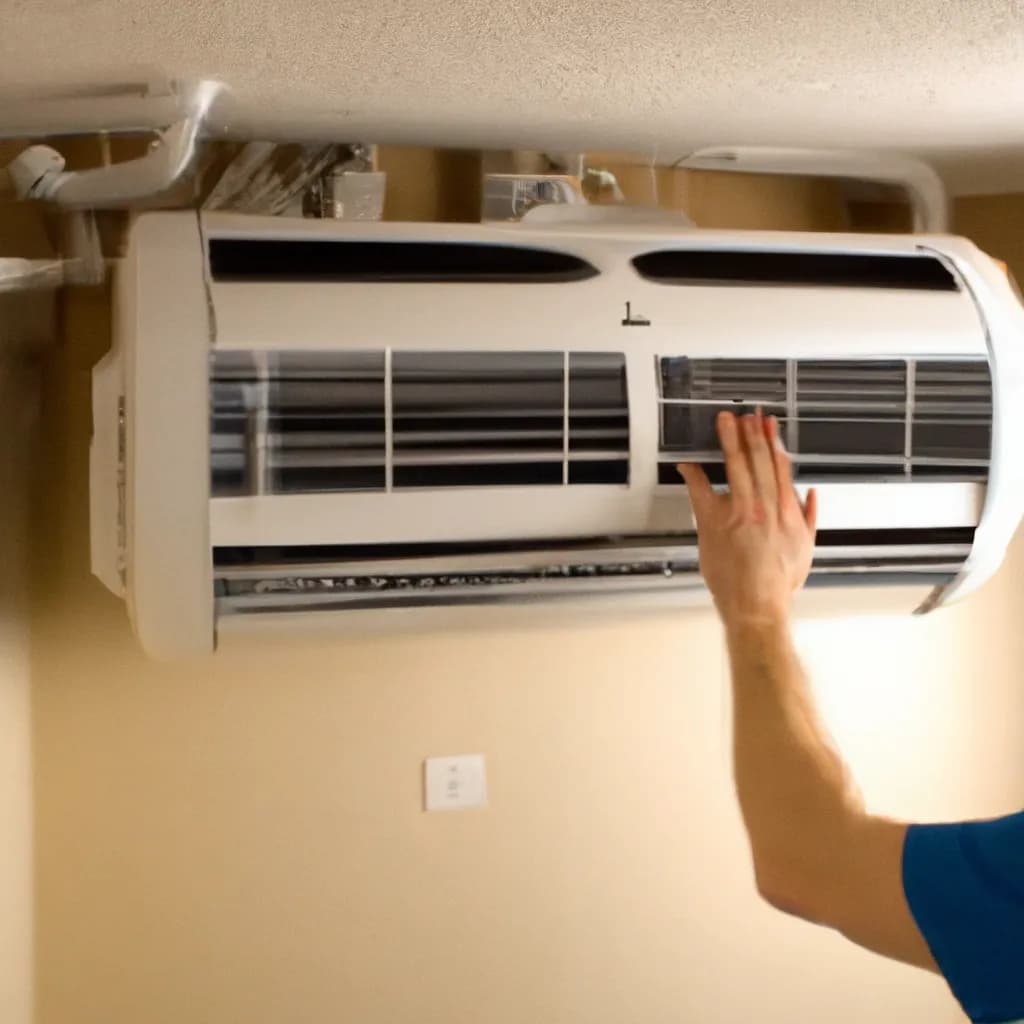 Technician performing HVAC maintenance on a home system