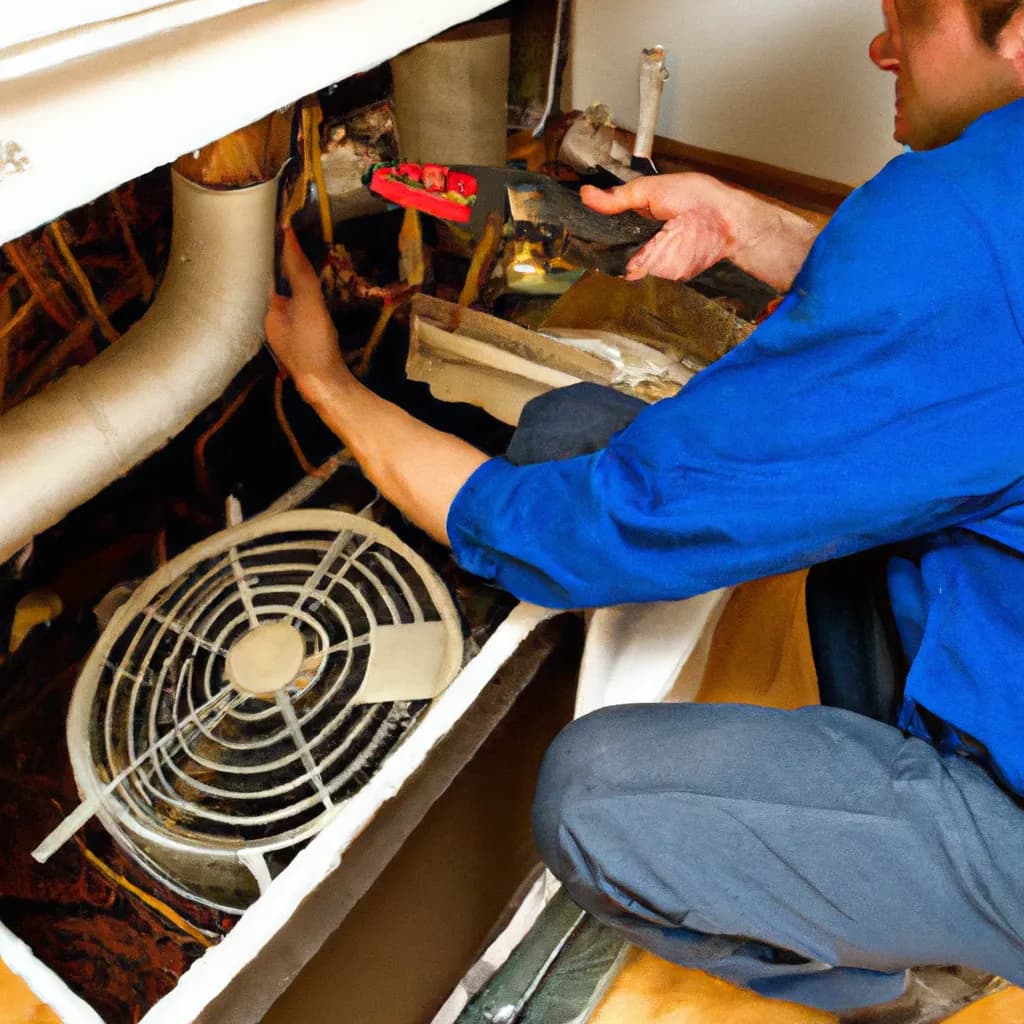 Technician performing emergency HVAC repair in Colorado home