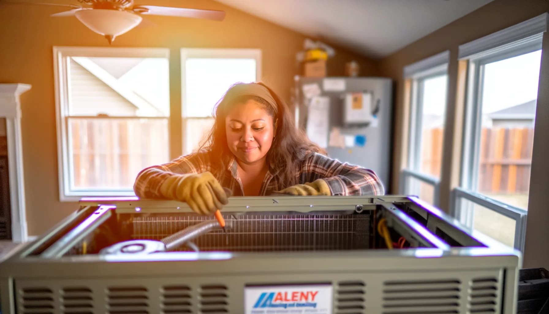 Technician performing emergency HVAC repair in Colorado home