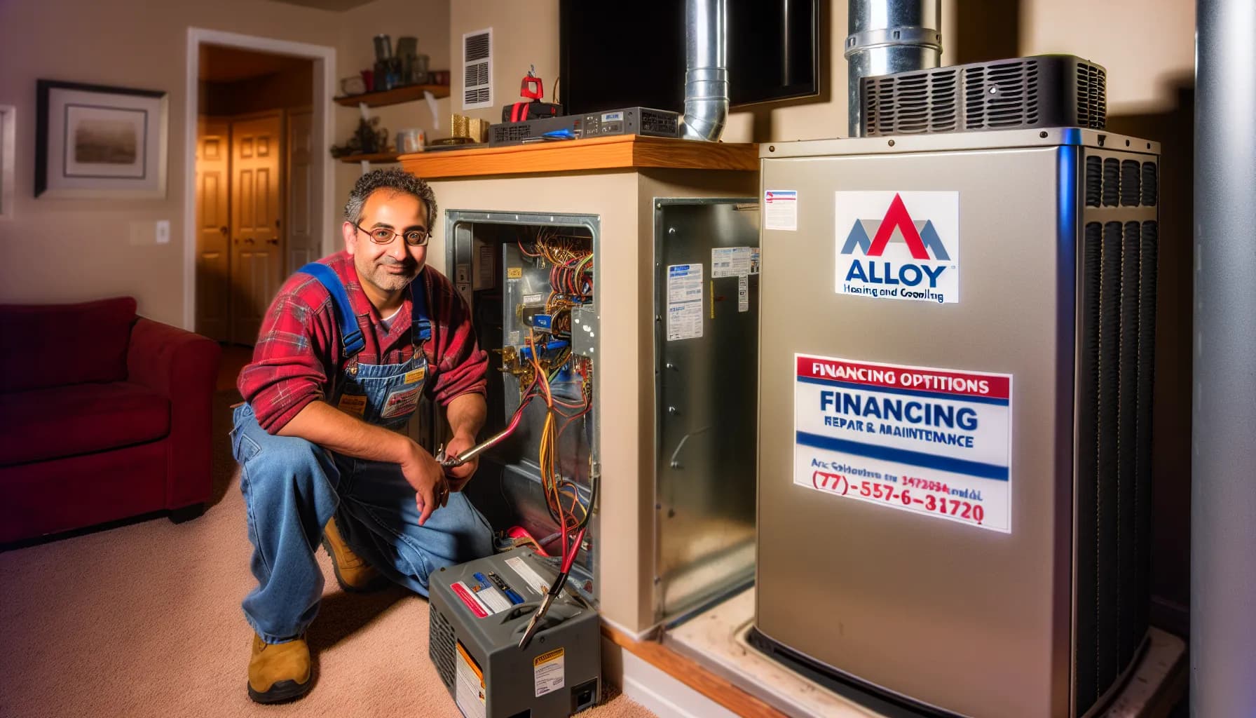 Technician performing HVAC maintenance in a Colorado home