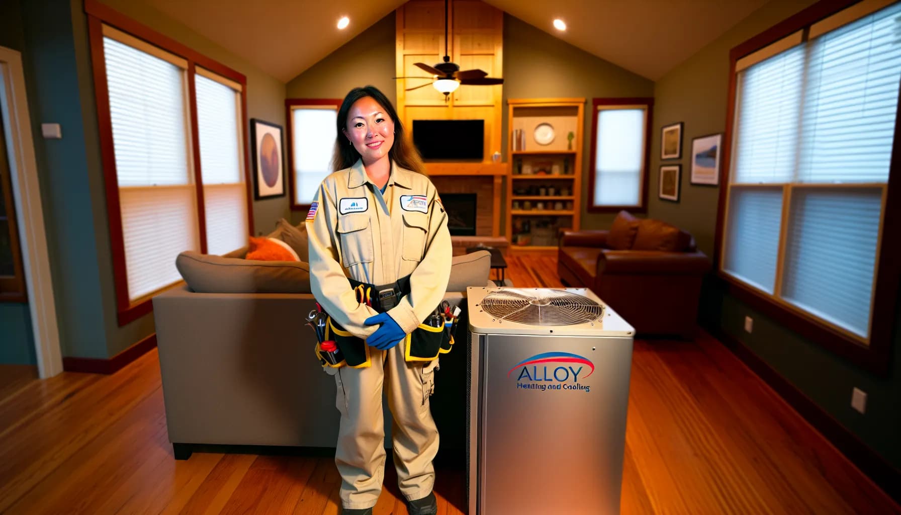 Technician performing HVAC maintenance in a Colorado home