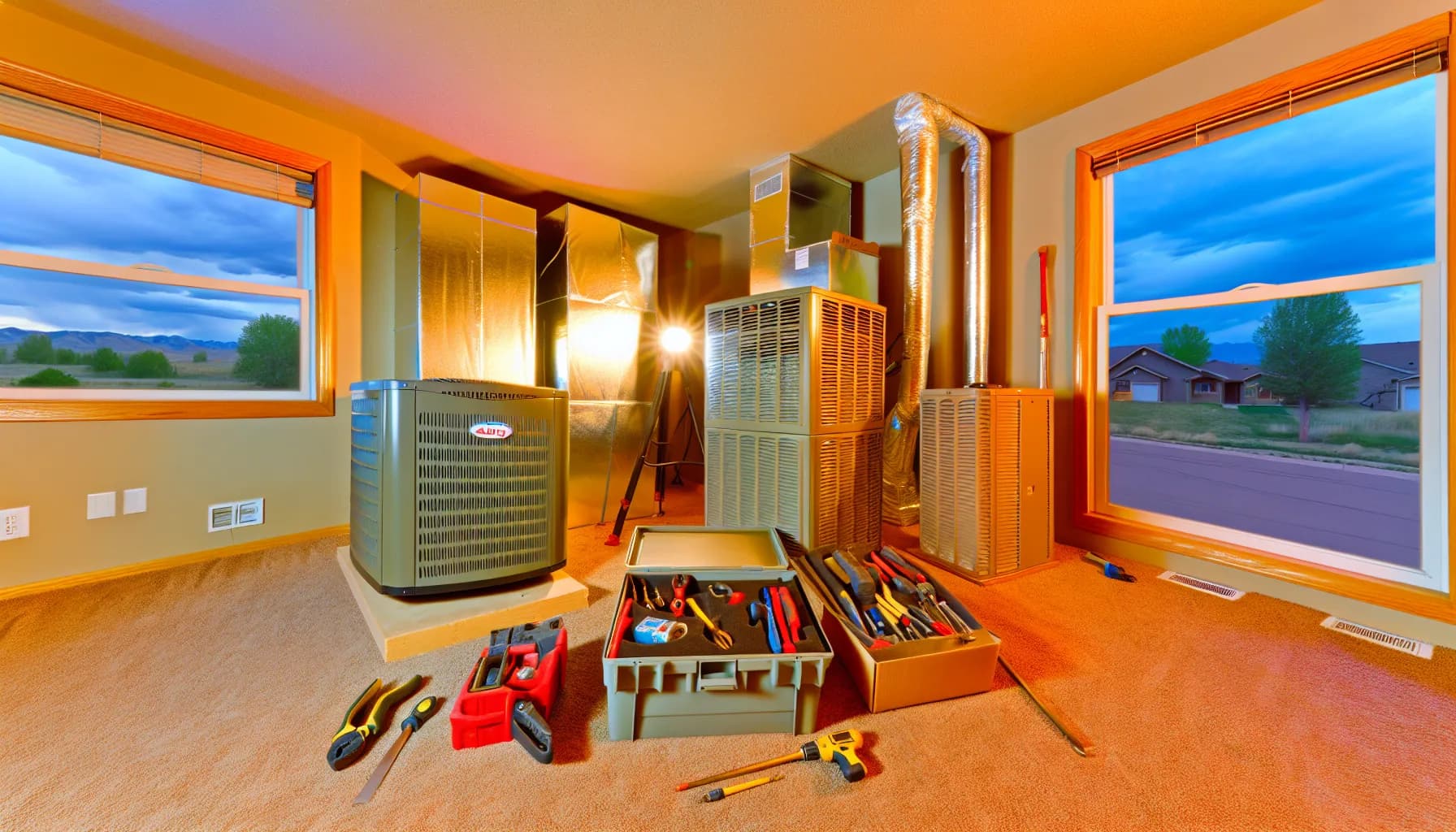 Technician performing HVAC maintenance on Colorado home