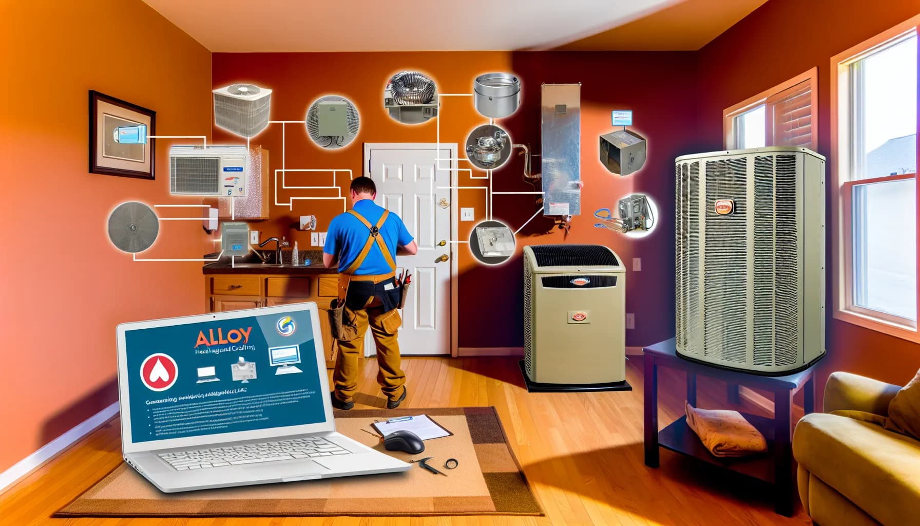 Technician performing HVAC maintenance in a Colorado home