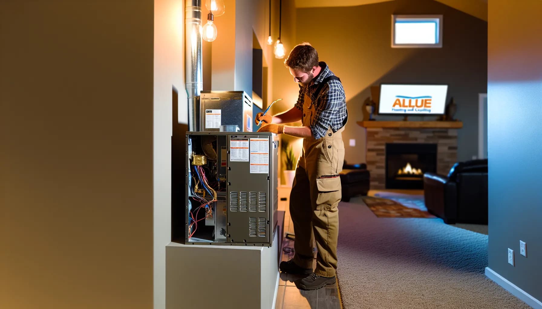 Technician performing HVAC maintenance on outdoor unit in Colorado