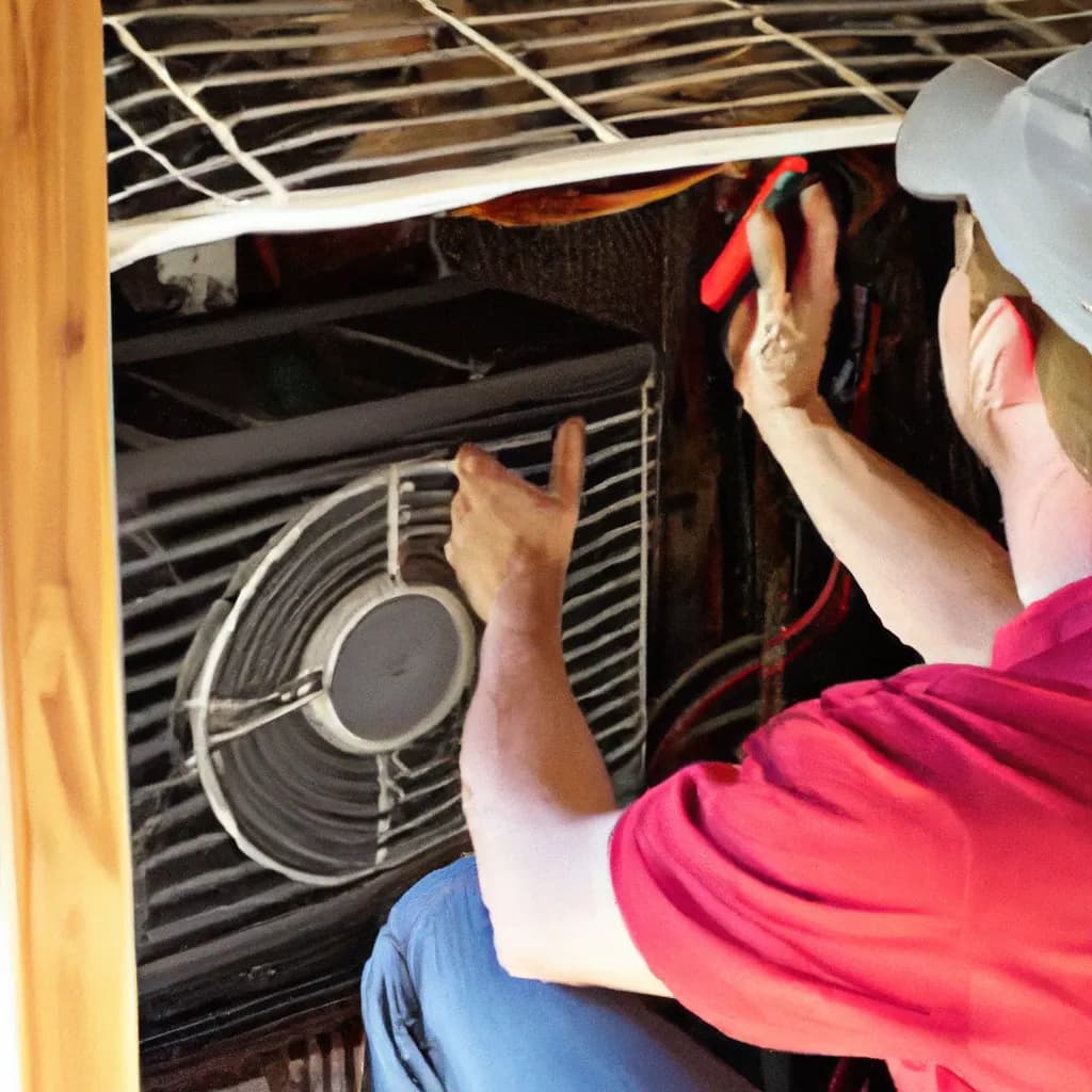 Technician performing HVAC maintenance in Colorado home