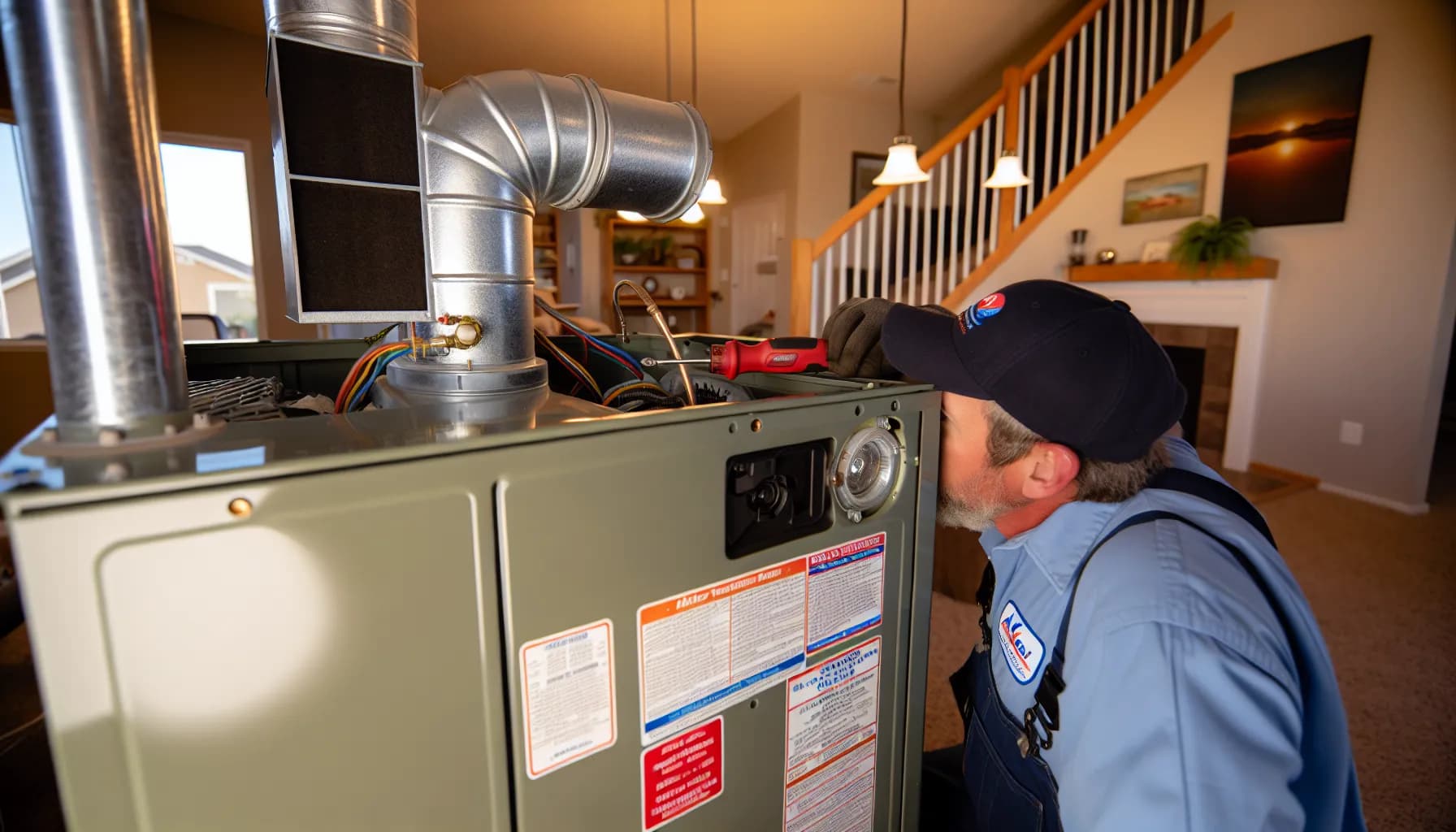 HVAC technician optimizing a home heating system in Colorado
