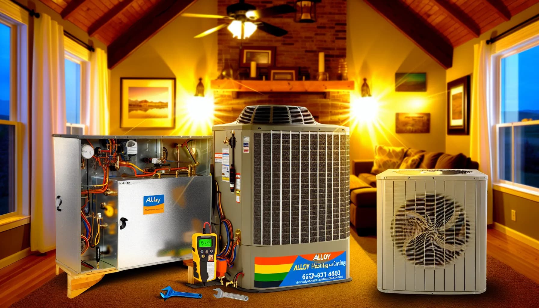 Technician performing HVAC maintenance in a Colorado home
