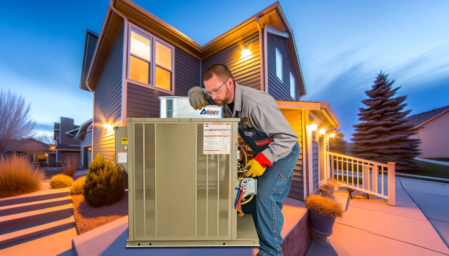 Technician optimizing residential HVAC system