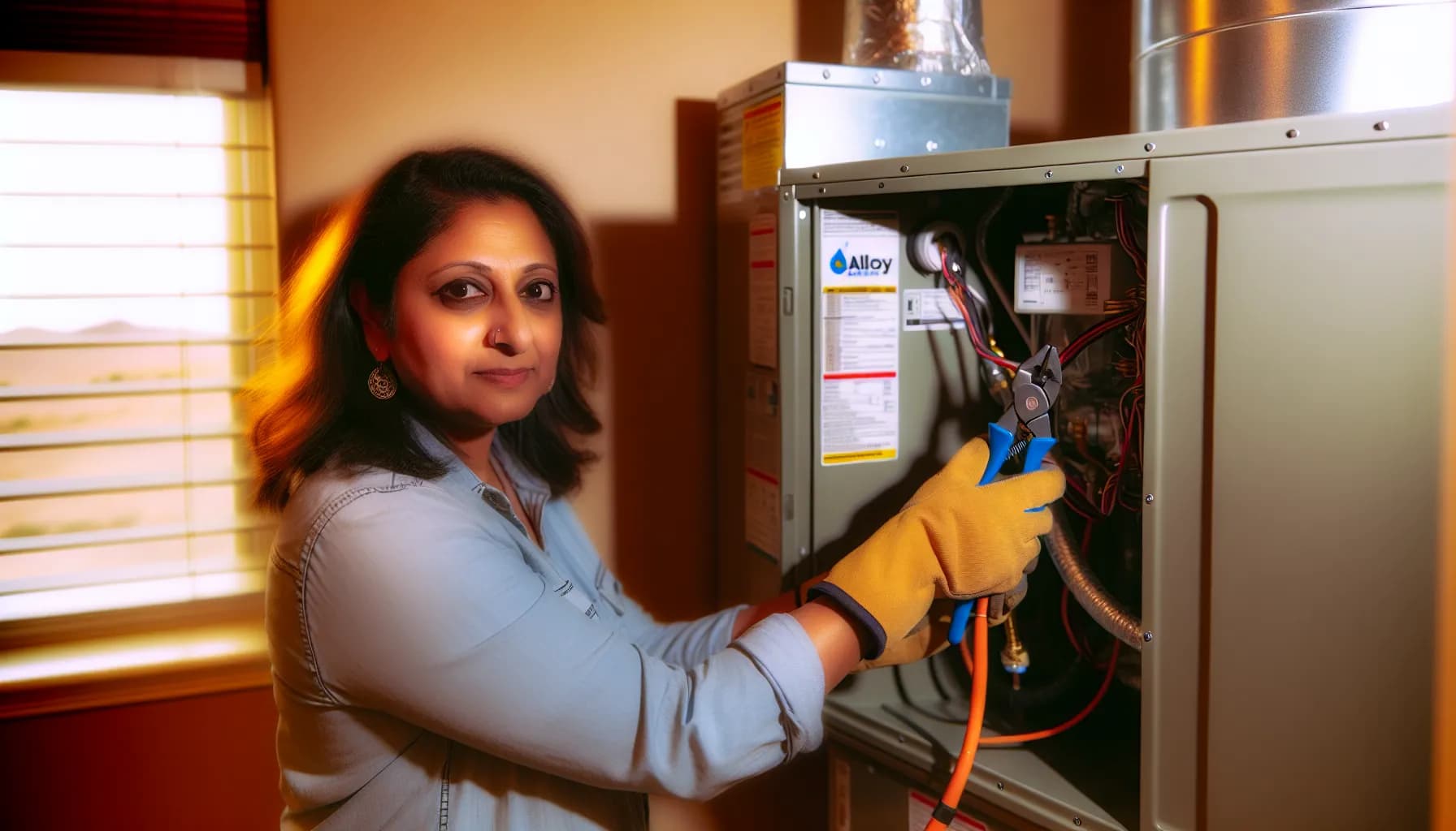 Homeowner replacing HVAC air filter