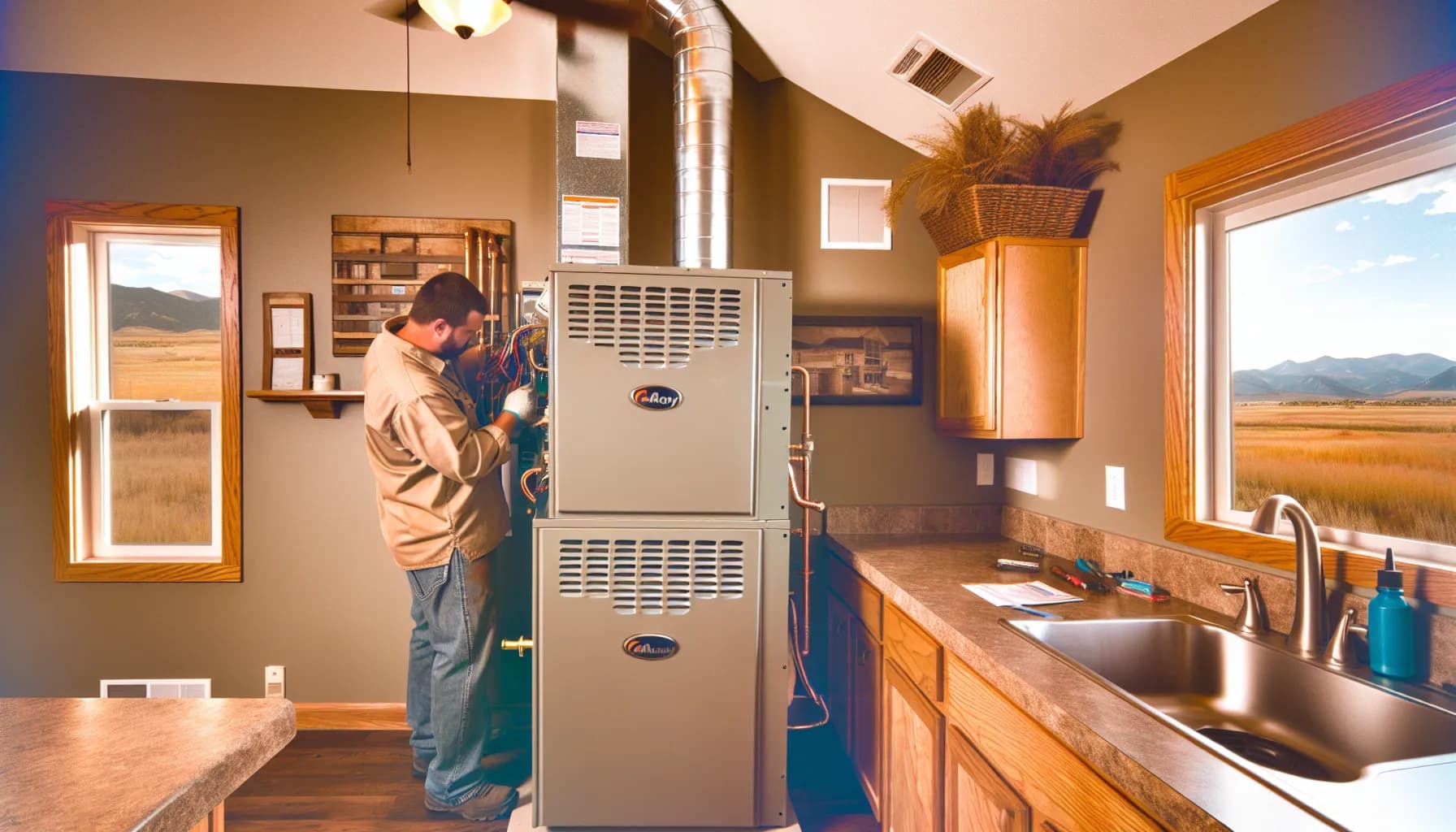 HVAC technician repairing air conditioning unit in Colorado Springs