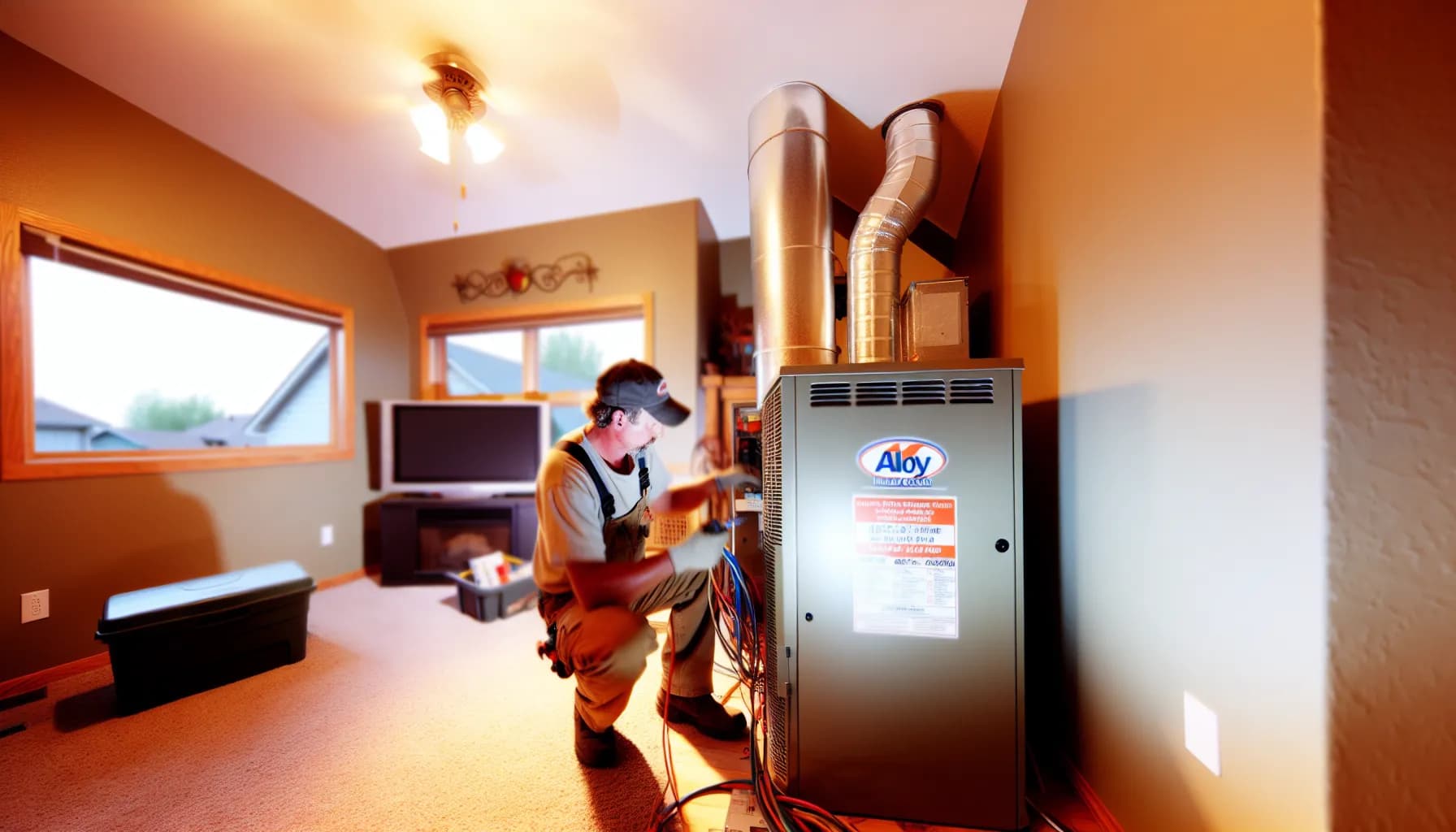 Technician performing HVAC maintenance in a Colorado Springs home