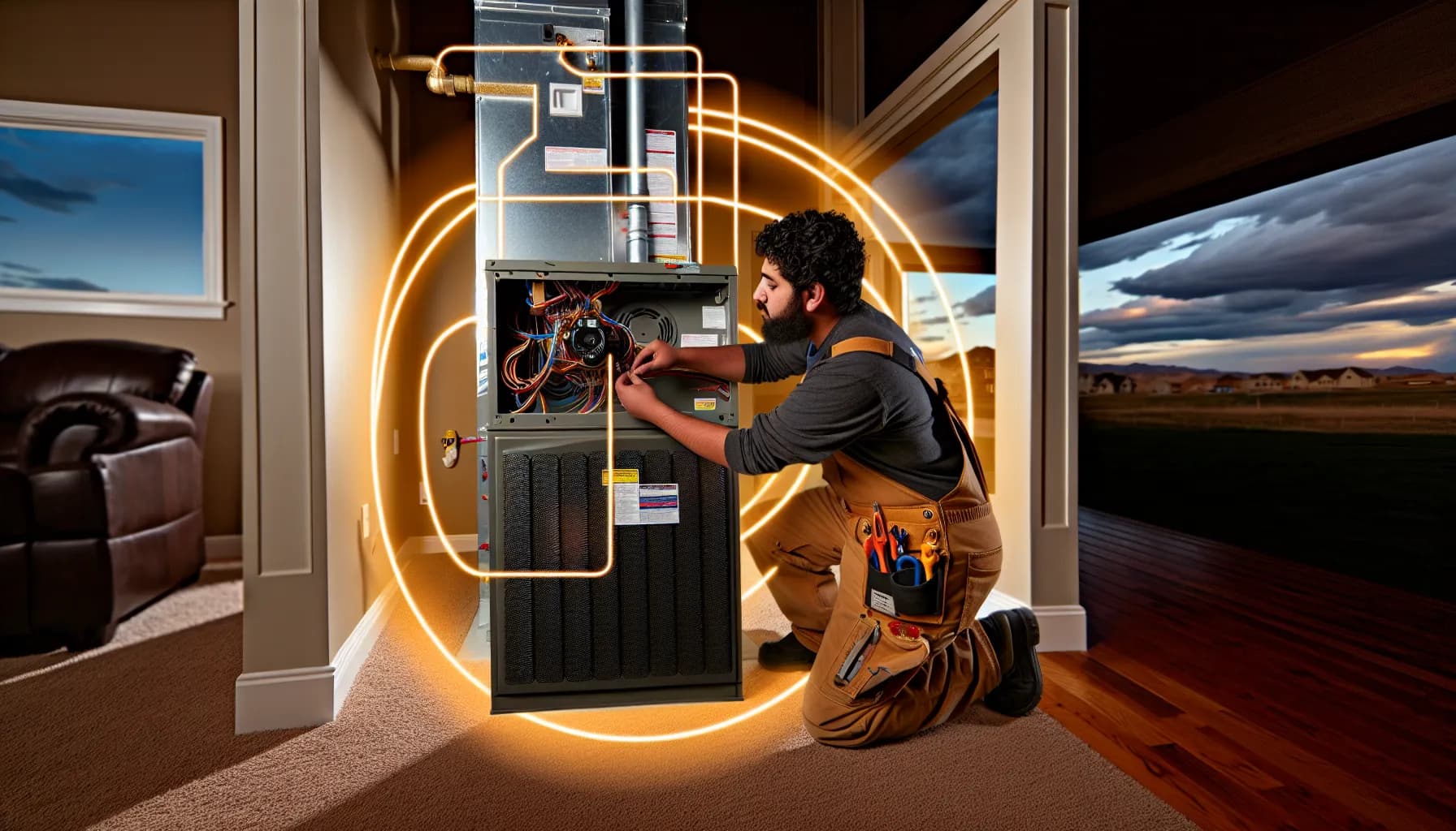 Technician optimizing HVAC system for energy efficiency in 2024