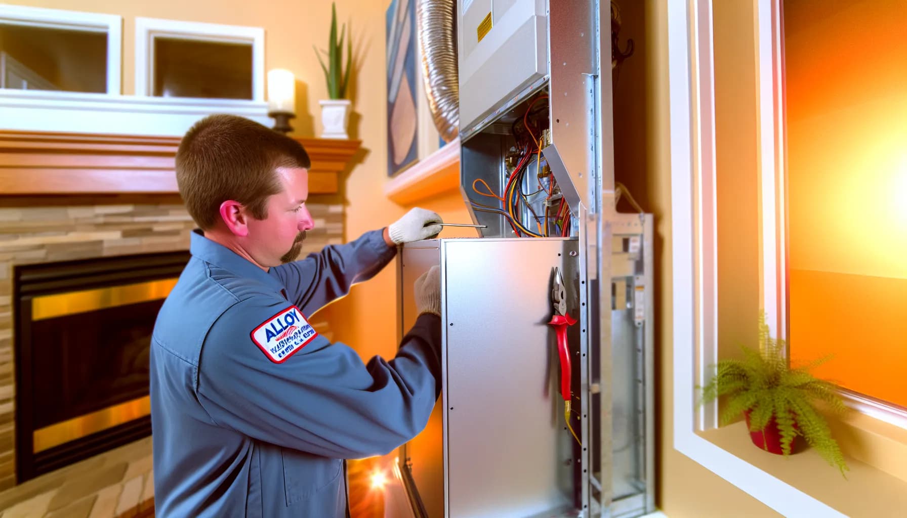 Technician performing emergency HVAC repair in Colorado home