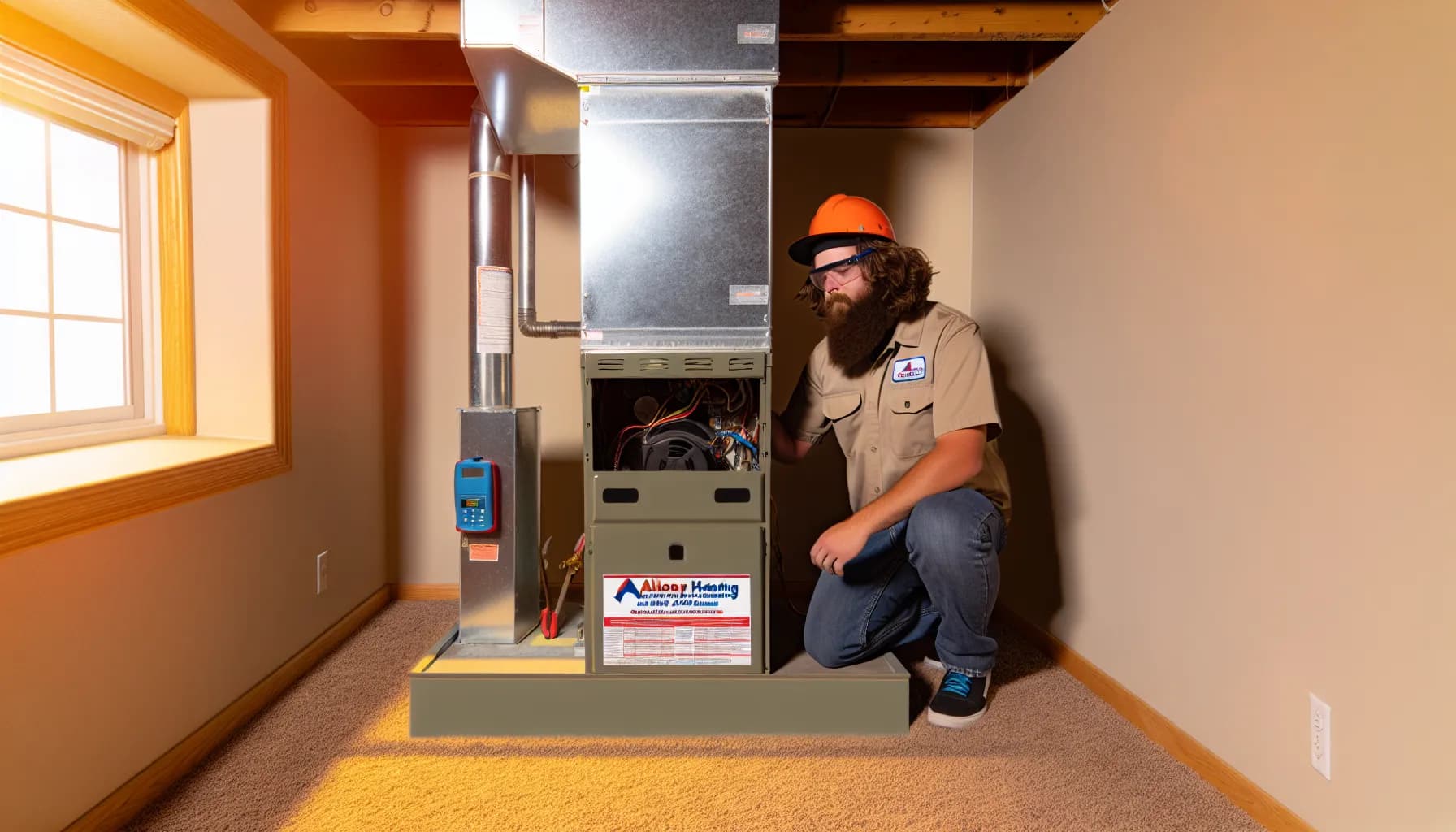Technician performing HVAC maintenance in Colorado Springs home