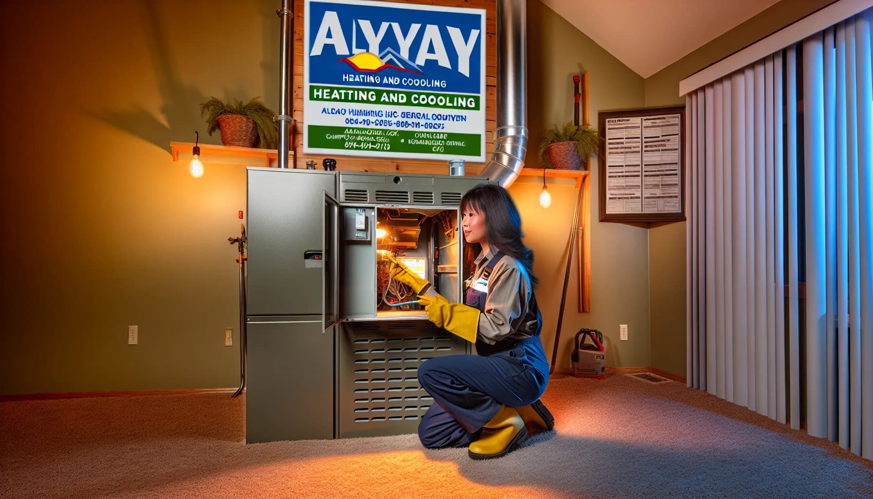 Technician performing furnace repair in Colorado Springs home