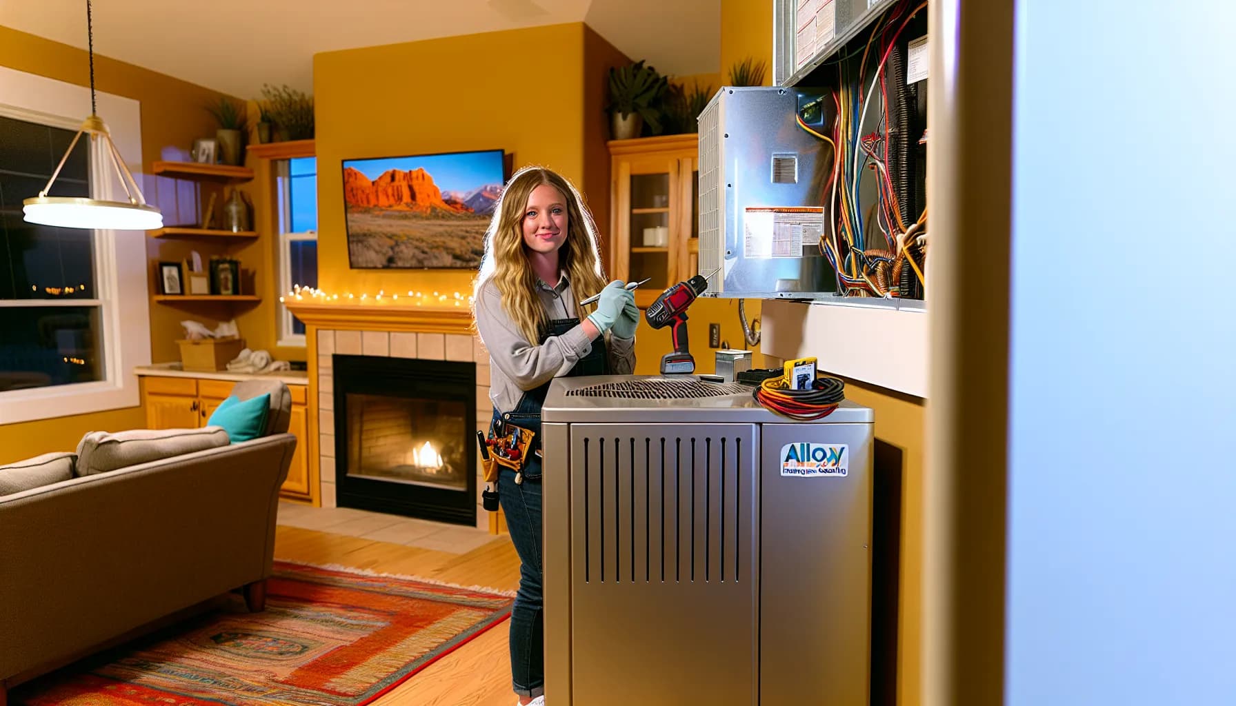Technician performing HVAC maintenance in a Colorado home