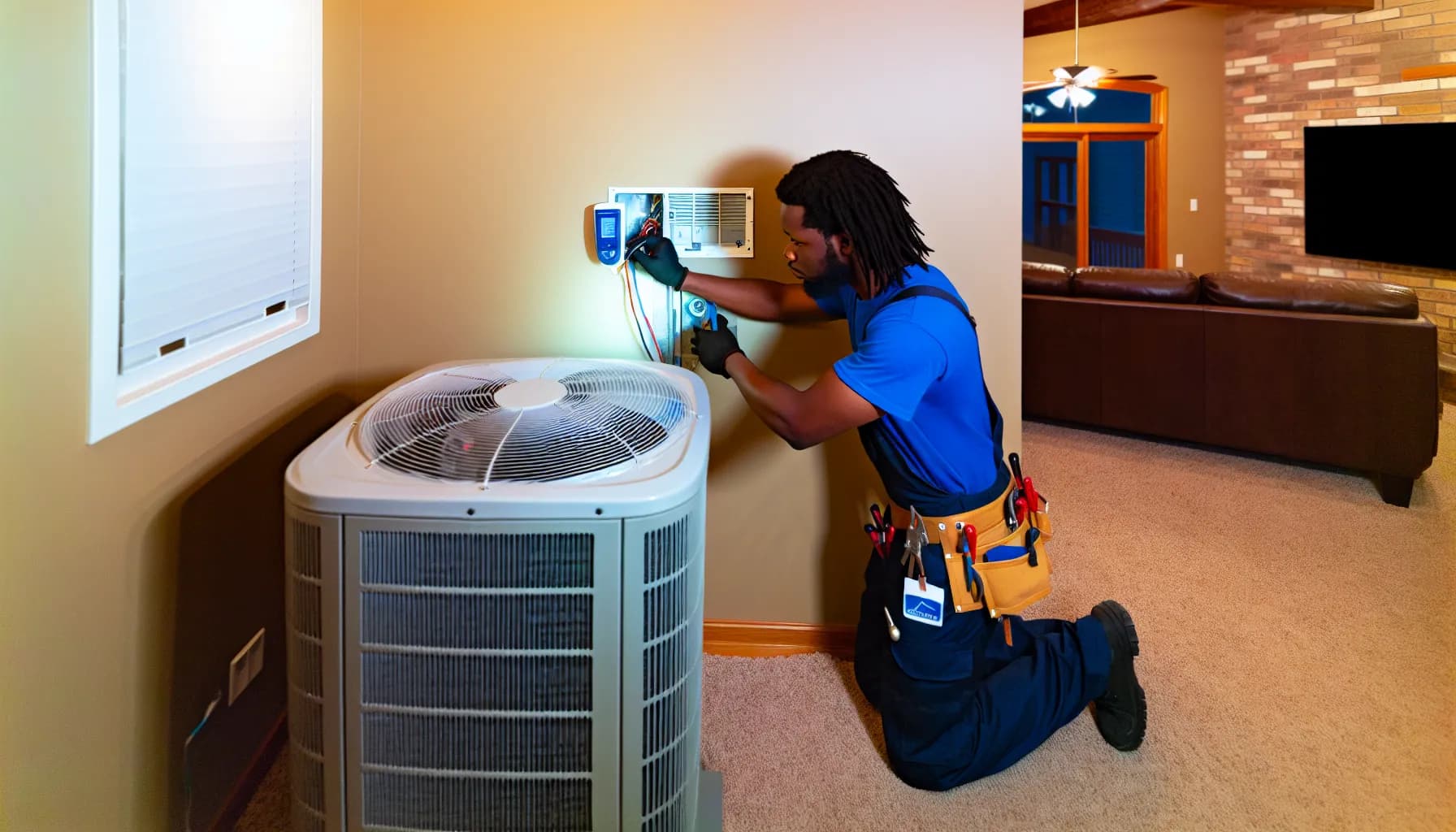 Technician optimizing HVAC system for energy efficiency in Colorado home