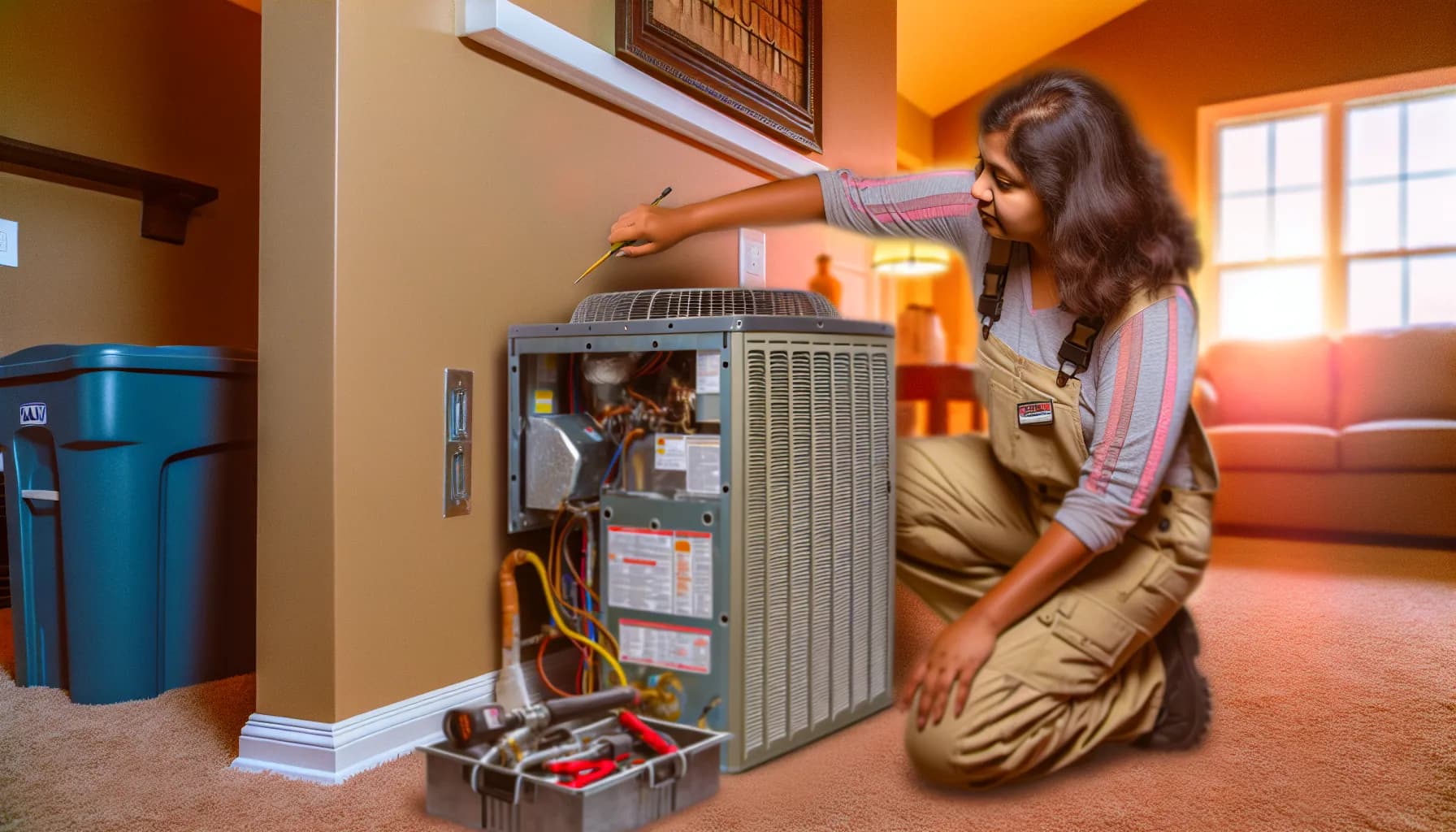 Technician performing HVAC maintenance on Colorado home system
