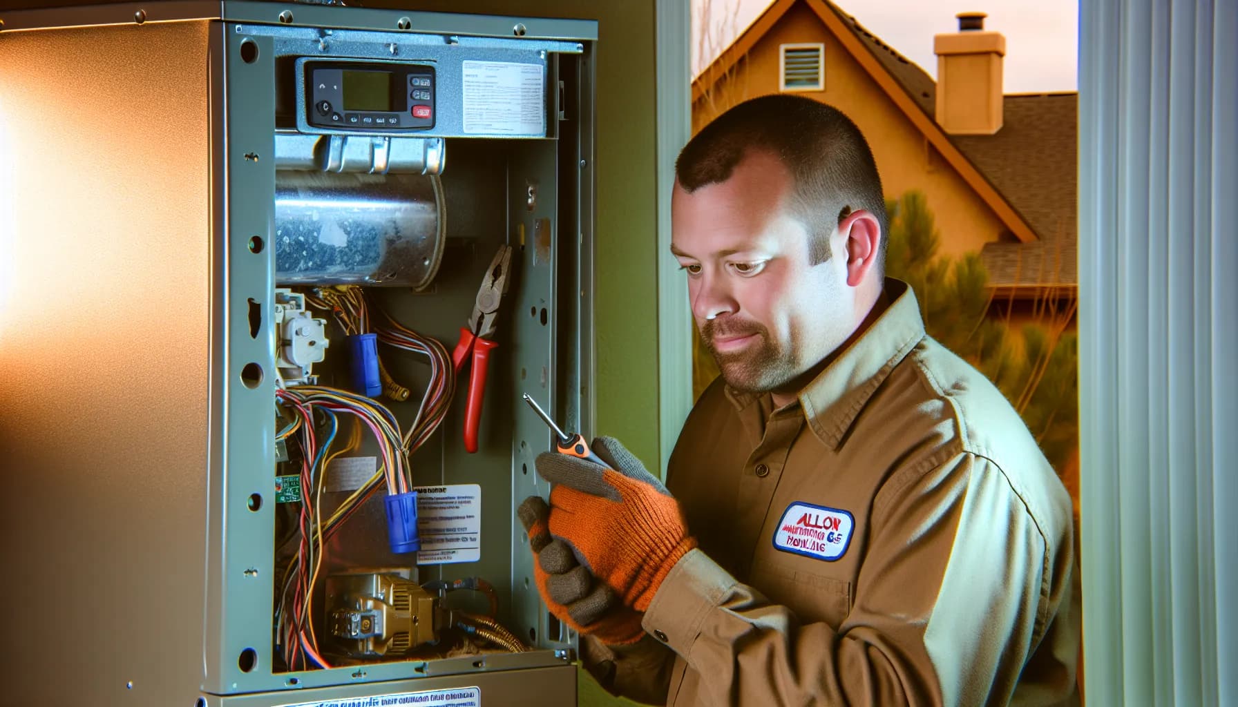 Technician troubleshooting a furnace in a Colorado home