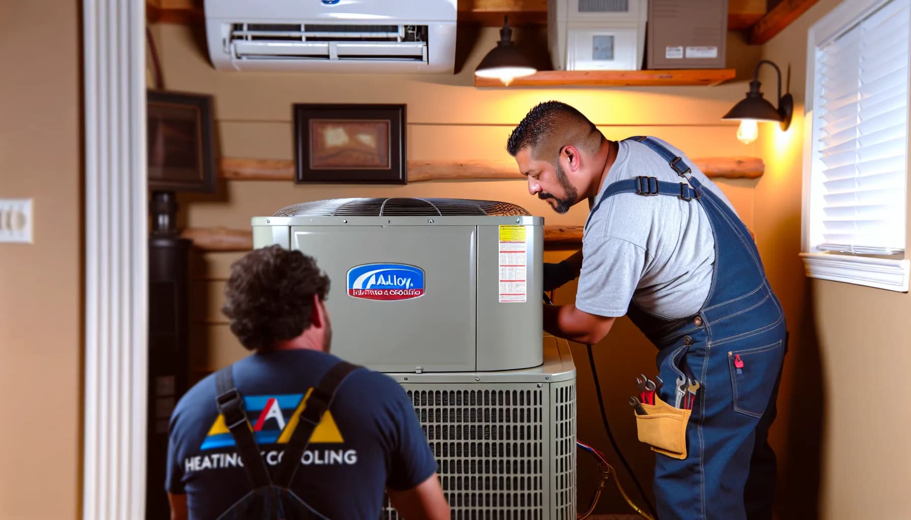 Technician performing HVAC maintenance in Colorado home