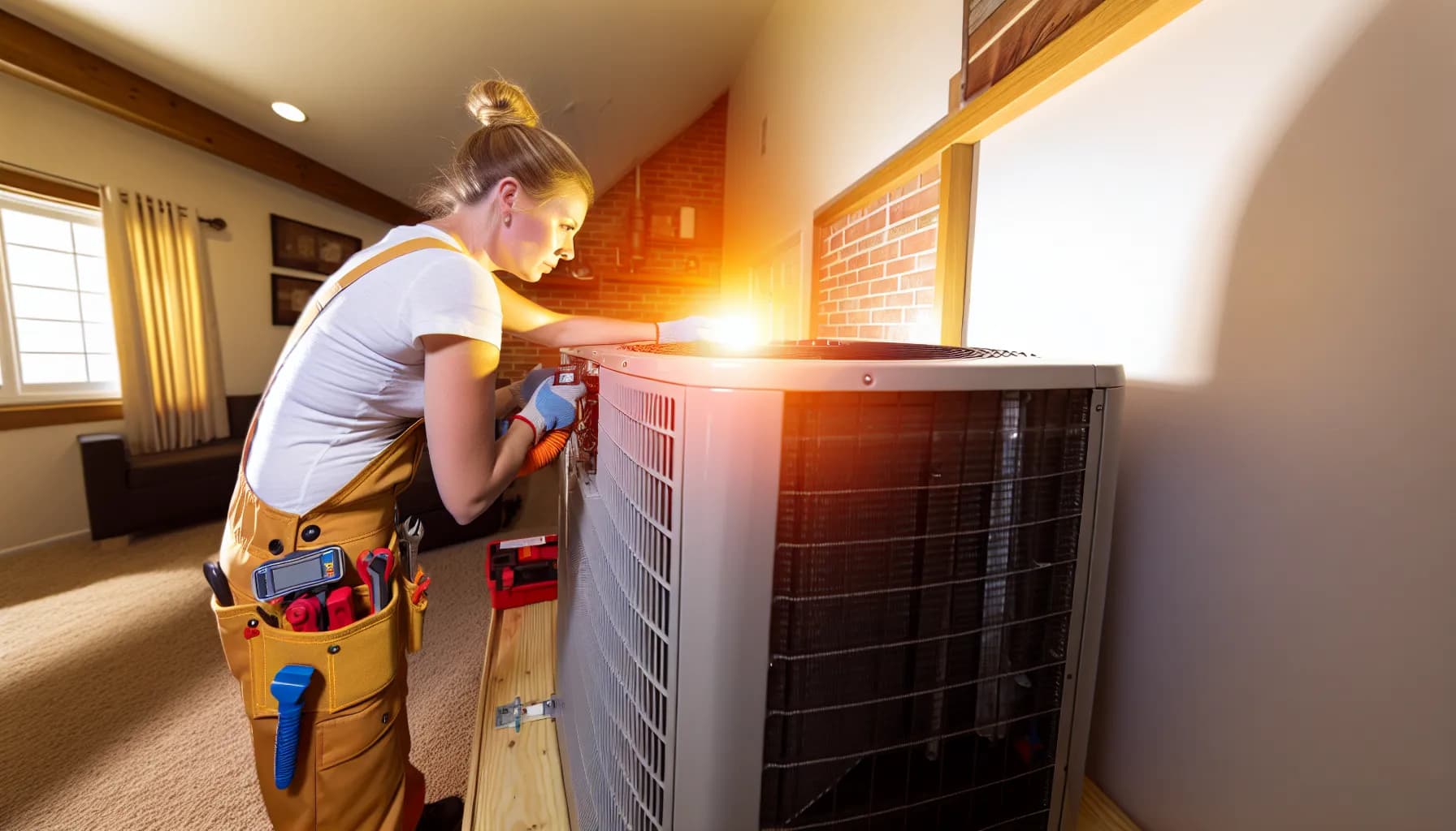 Technician performing HVAC maintenance in a Colorado home