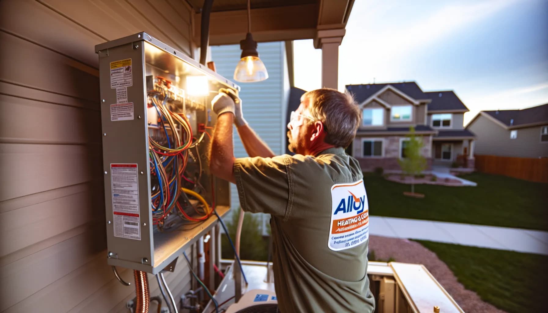 Technician performing HVAC maintenance for energy efficiency