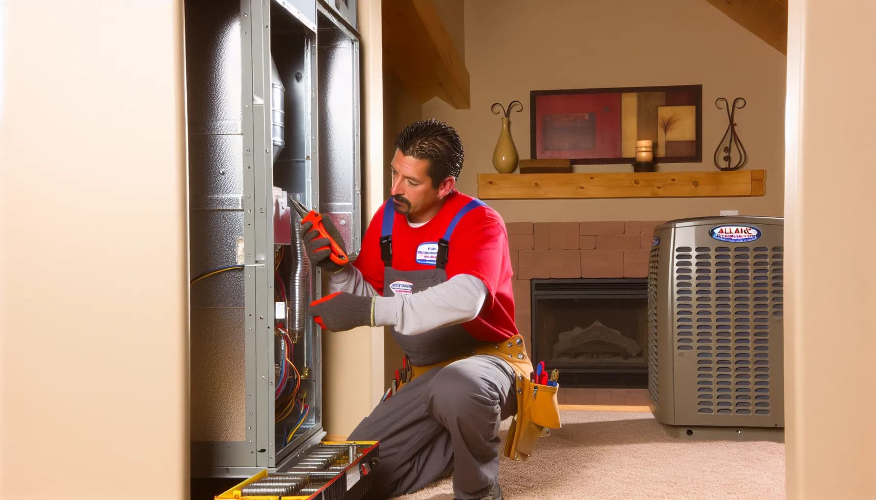 Technician optimizing HVAC system for energy efficiency in a Colorado home