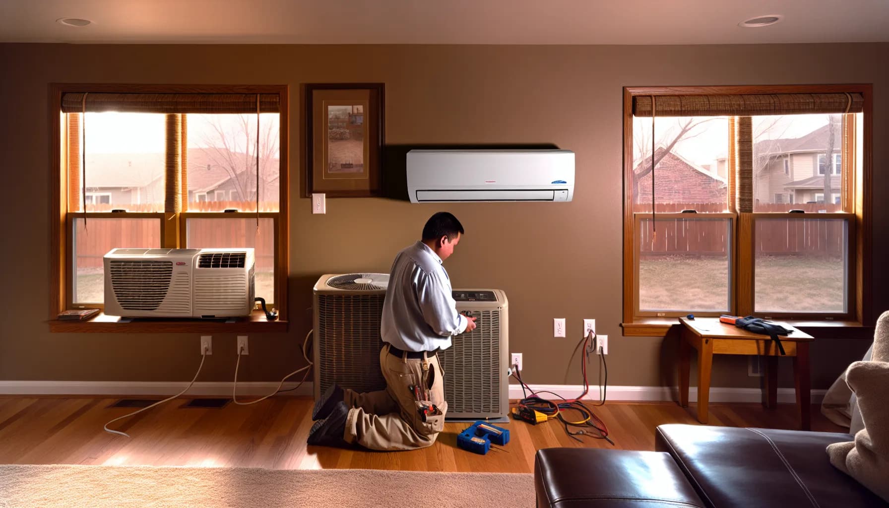 Wall air conditioner installed in Colorado home living room