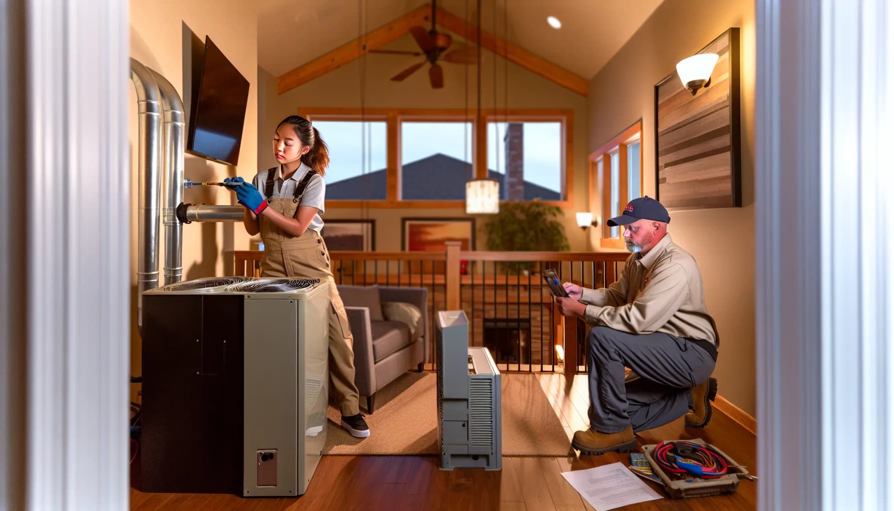 Technician installing new HVAC system in Colorado Springs home