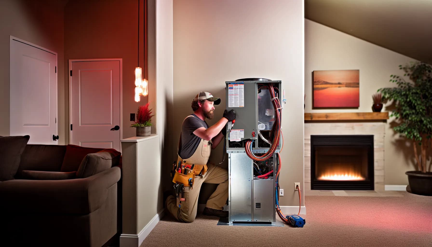 HVAC technician optimizing a heating and cooling system in a Colorado Springs home