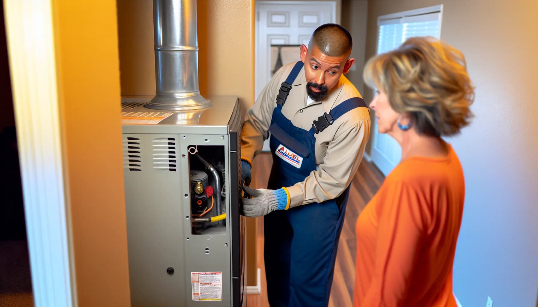 Technician providing emergency furnace repair in Colorado Springs home