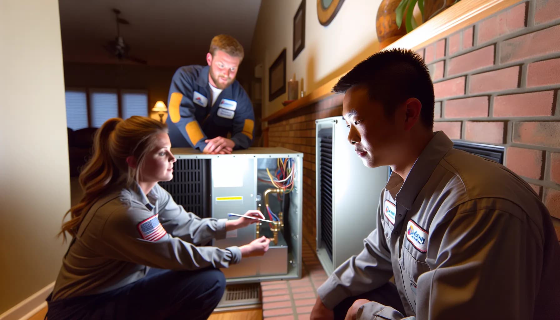 Technician performing HVAC repair in a Colorado Springs home