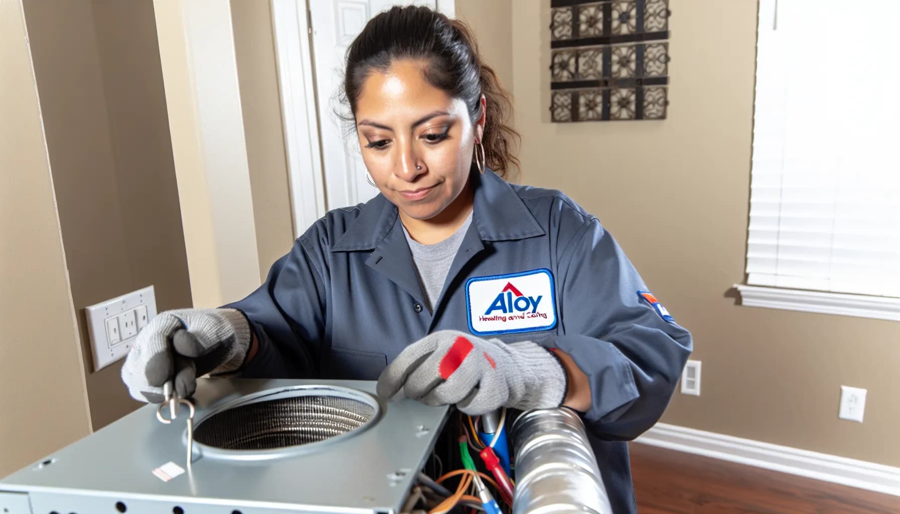 HVAC technician repairing furnace in Colorado Springs home