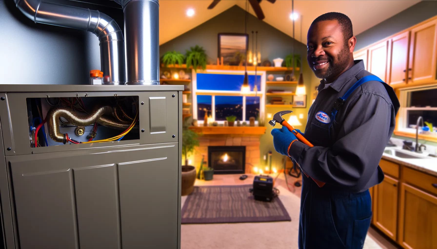 Technician performing HVAC repair in Colorado Springs home
