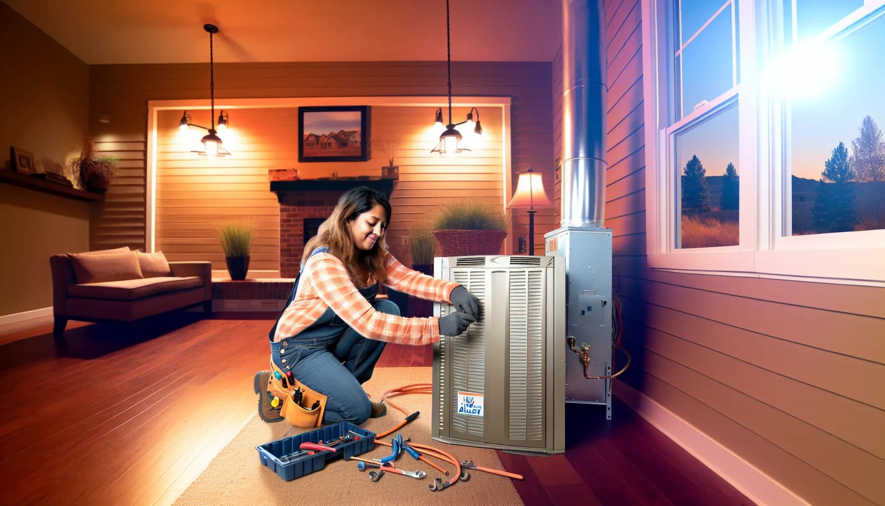 Technician servicing HVAC unit in Colorado home