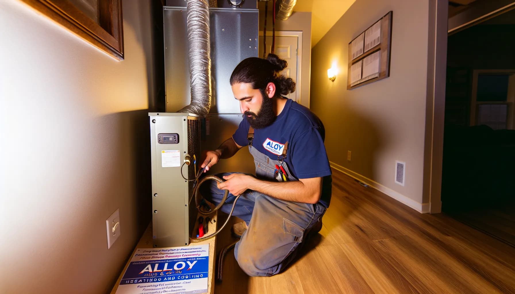 Technician servicing HVAC system in a Colorado home