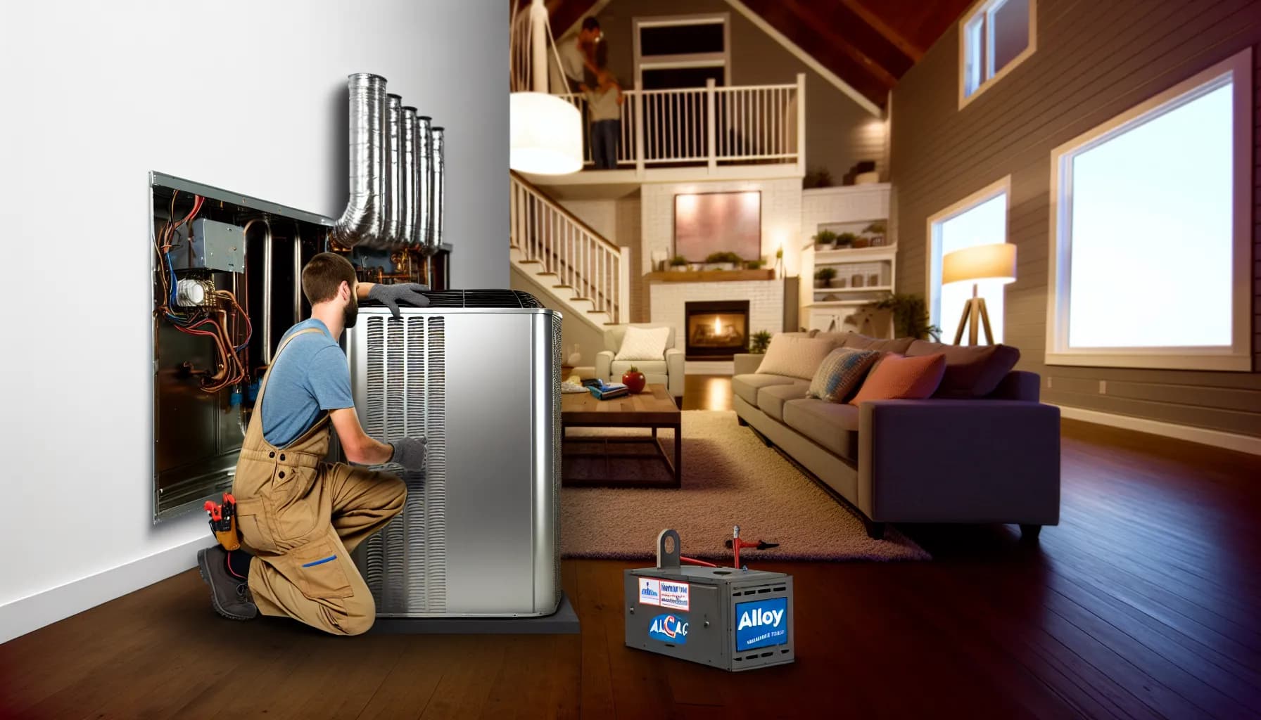 Technician performing HVAC maintenance in a Colorado home