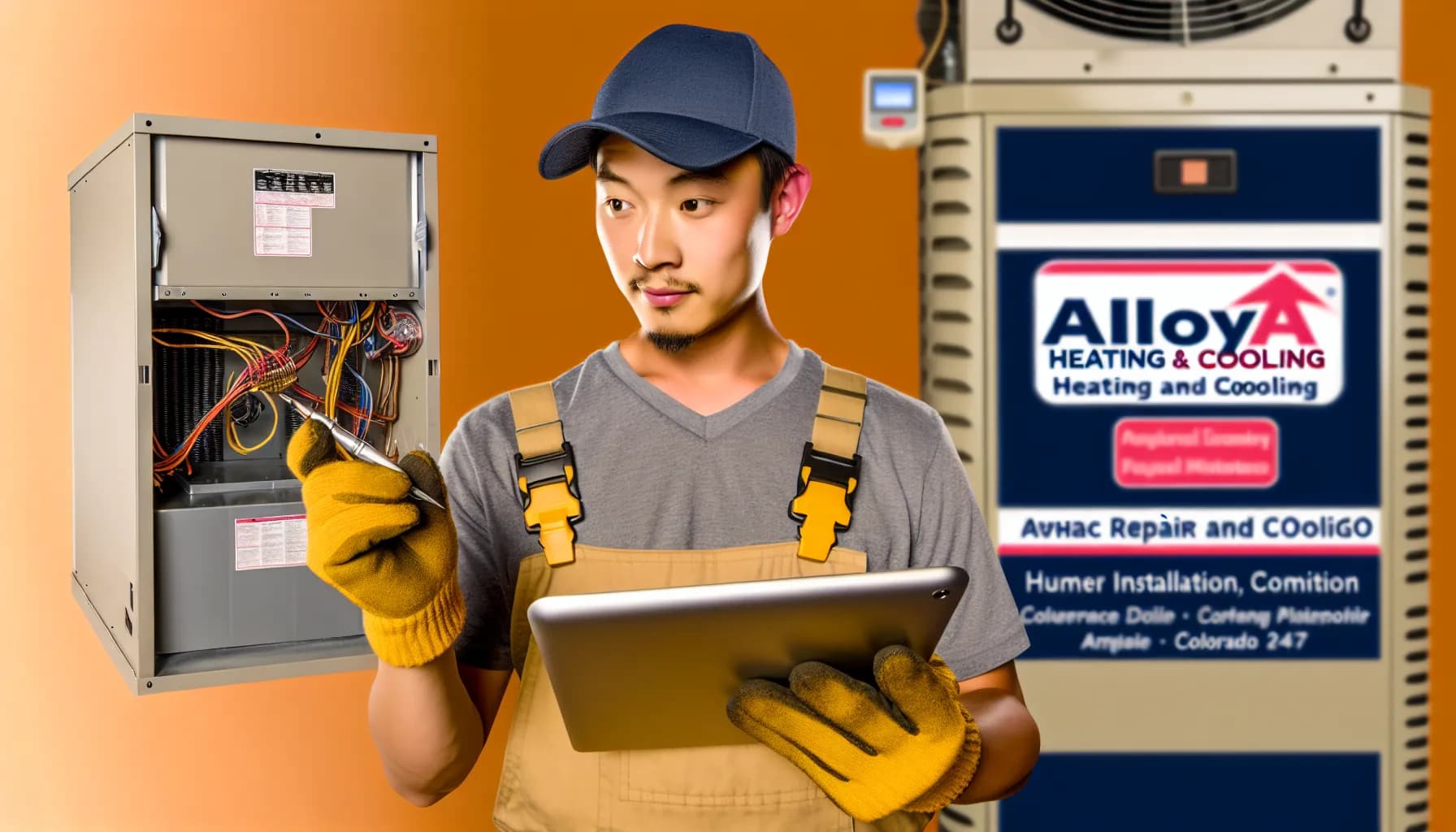 Technician optimizing HVAC system for energy efficiency