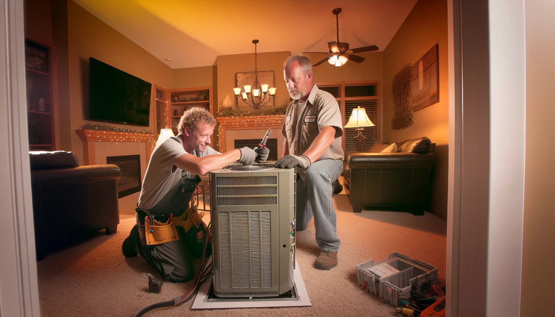 Technician installing HVAC system in a Colorado home