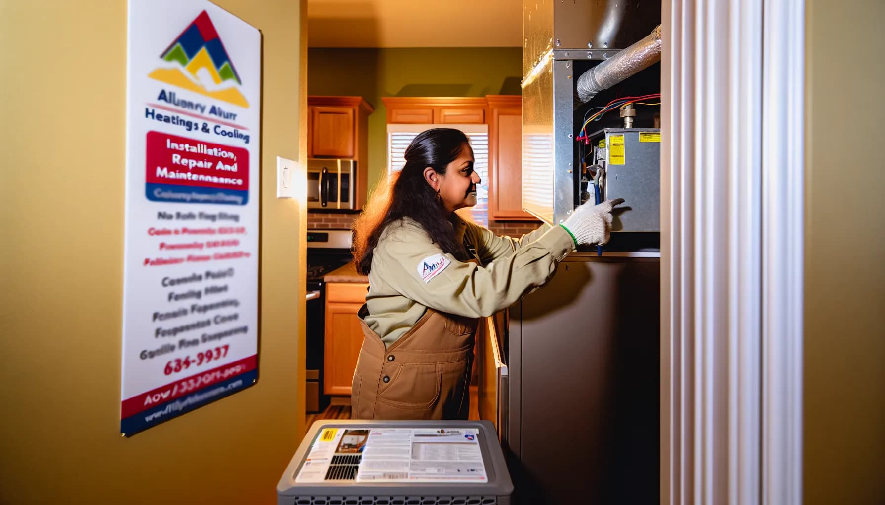 Technician repairing HVAC unit in Colorado Springs home