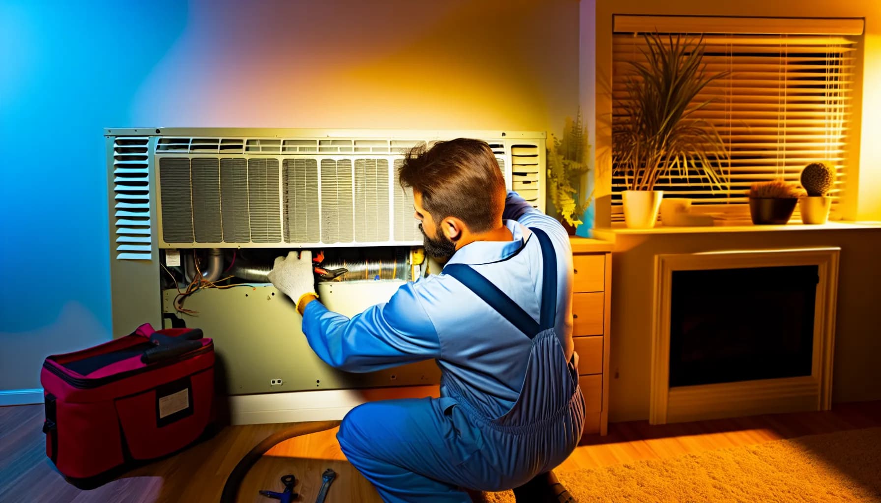 Technician installing HVAC system in Colorado Springs home