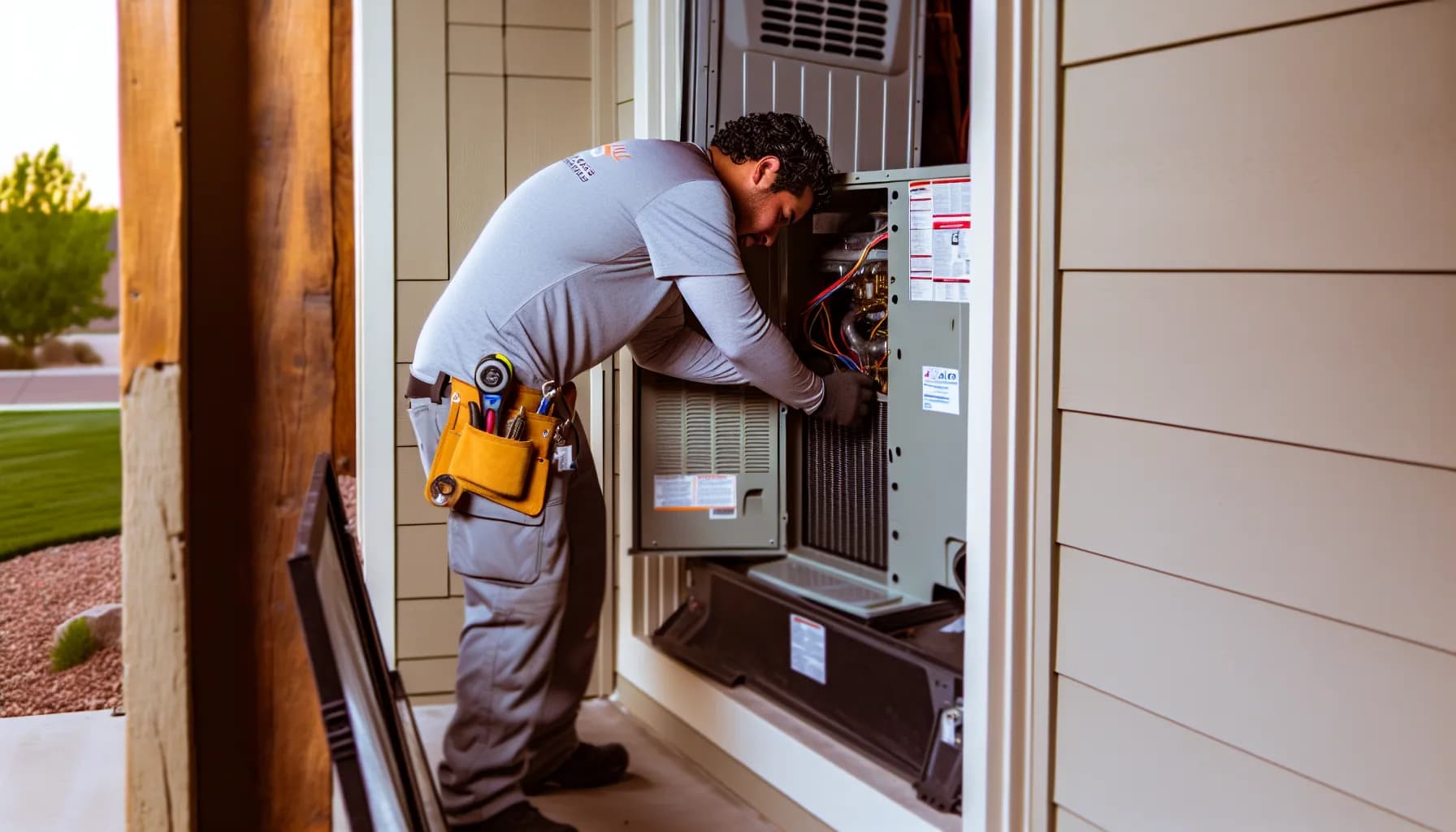 Technician repairing air conditioner blowing warm air in Colorado home