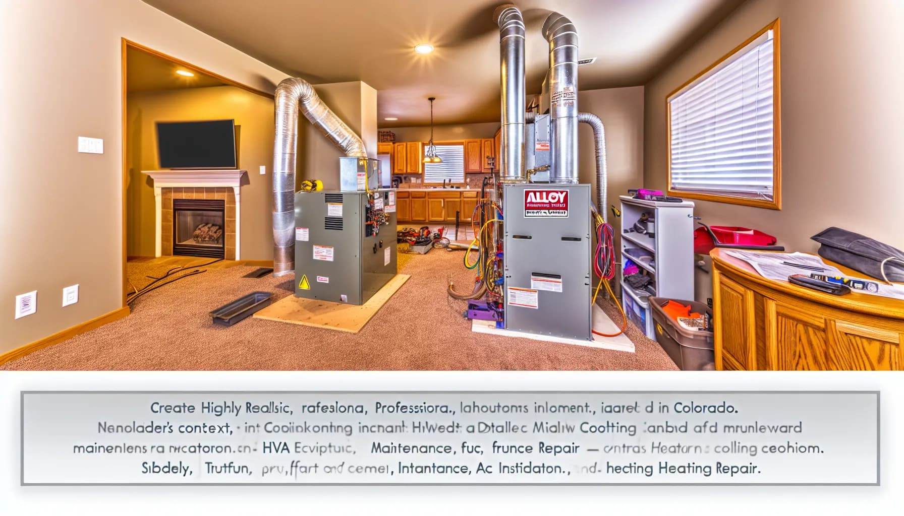 Technician performing HVAC maintenance on a home furnace