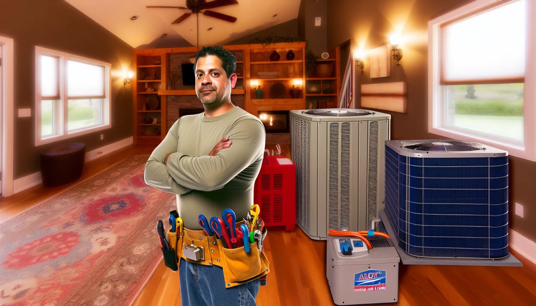 Technician performing HVAC maintenance on a furnace in a Colorado home
