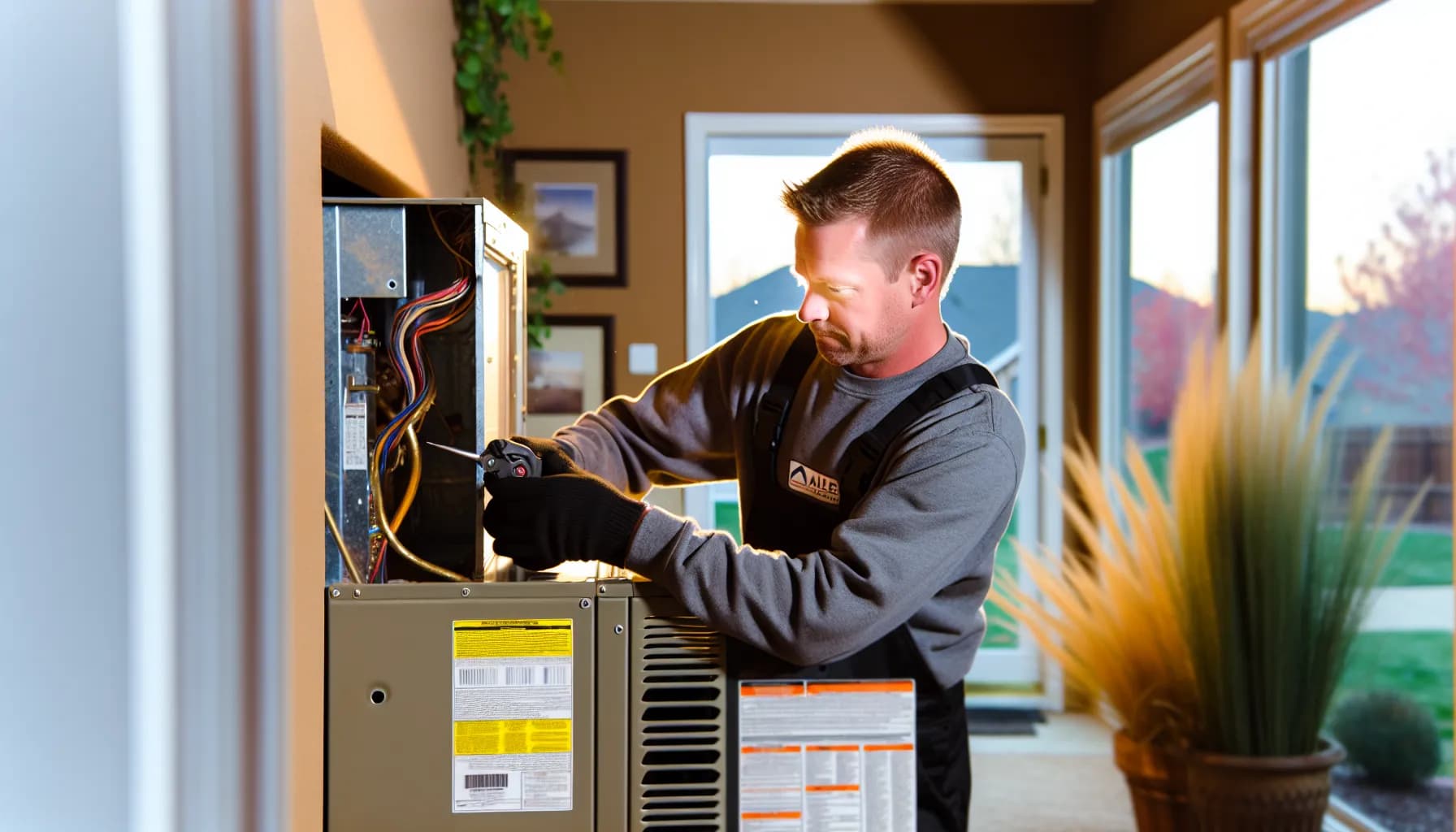 Technician installing HVAC system in Colorado Springs home