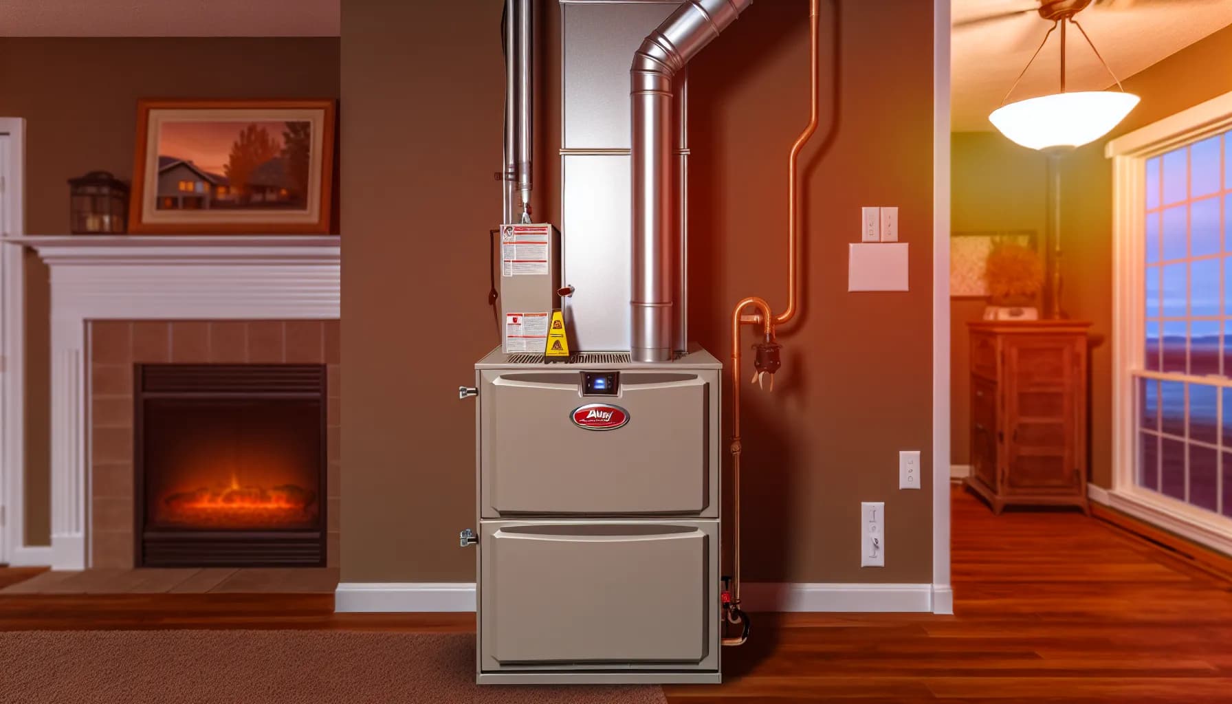 Technician checking furnace for carbon monoxide leaks